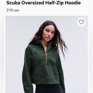 Like new — Scuba Oversized Half-Zip Hoodie Lululemon XS/S Legacy Green/Gold